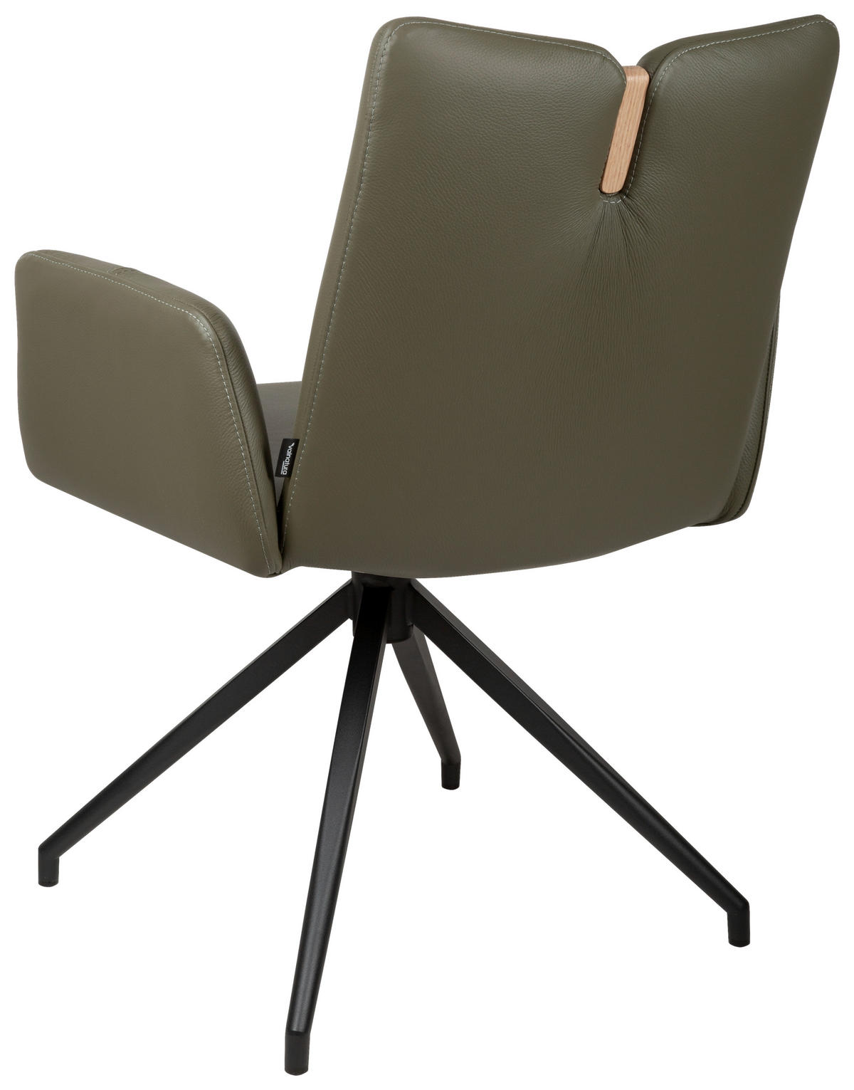 ARMLEHNSTUHL  Sitzfläche 360° drehbar, automatische Rückholfunktion  Echtleder  - Schwarz/Grün, Design, Leder/Holz (62/87/63cm) - Valnatura