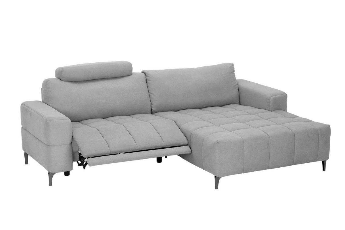 ECKSOFA Hellgrau Mikrofaser  - Silberfarben/Hellgrau, Design, Textil/Metall (242/161cm) - Livetastic