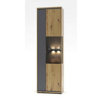 VITRINE in Graphitfarben, Eiche Artisan  - Graphitfarben/Schwarz, Design, Glas/Holzwerkstoff (60/205/40cm) - Livetastic