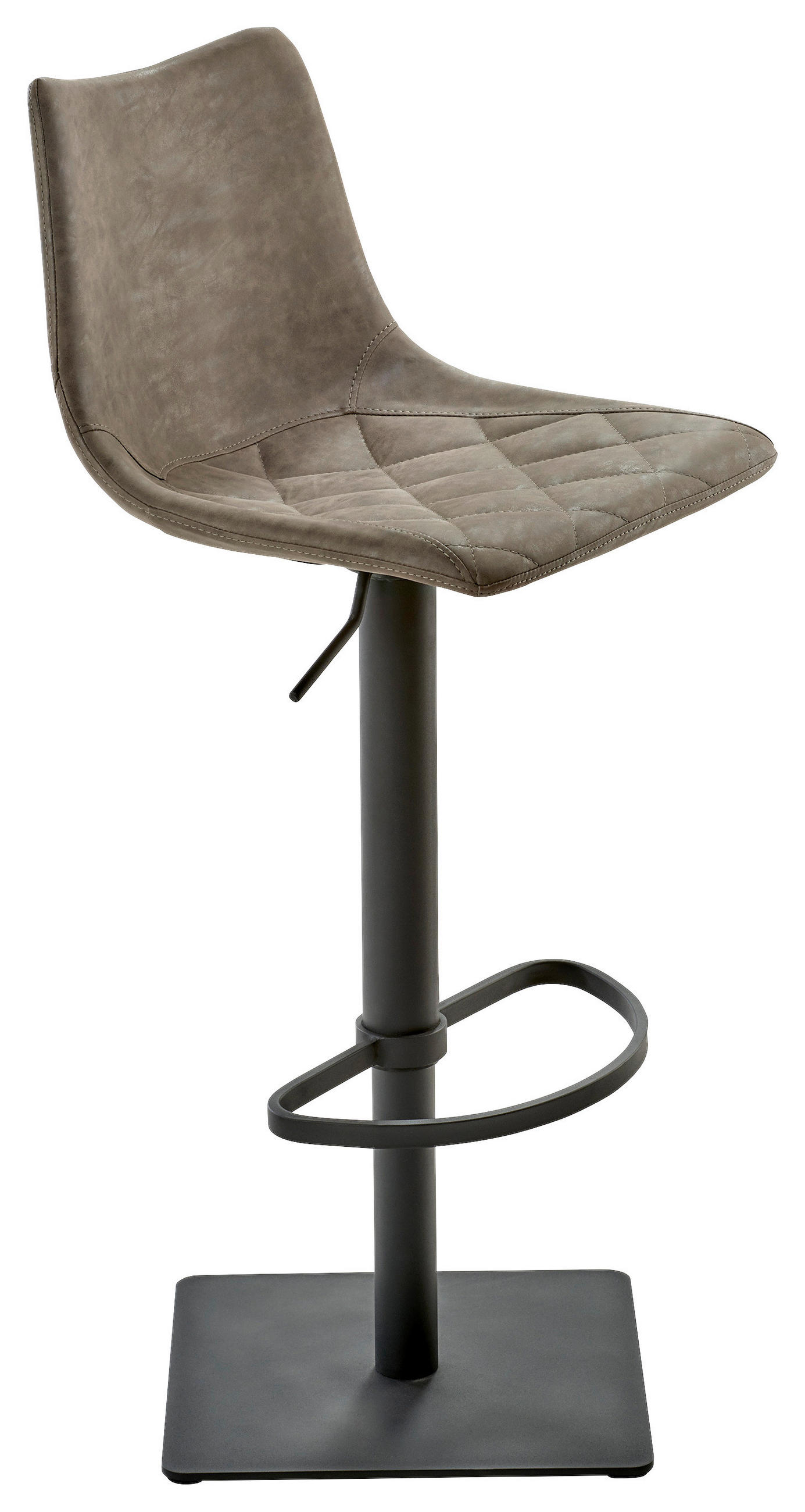 BARHOCKER Lederlook Schlammfarben Stahl Sitzfläche 360° drehbar  - Schlammfarben/Schwarz, Design, Textil/Metall (43/85 - 110/46cm) - Novel