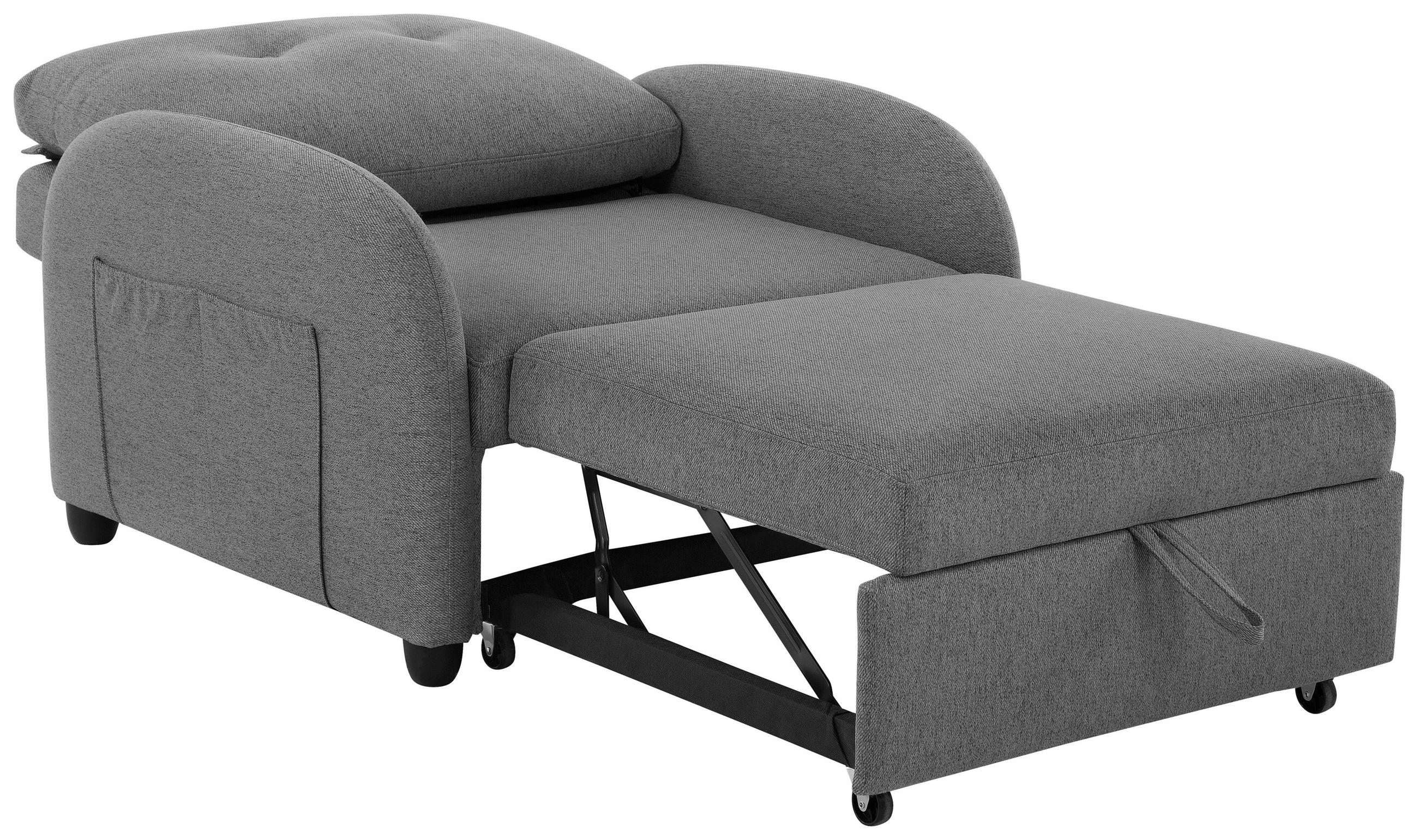 SCHLAFSESSEL Leinenoptik Dunkelgrau    - Dunkelgrau/Schwarz, Design, Kunststoff/Textil (102/94/95cm) - Livetastic
