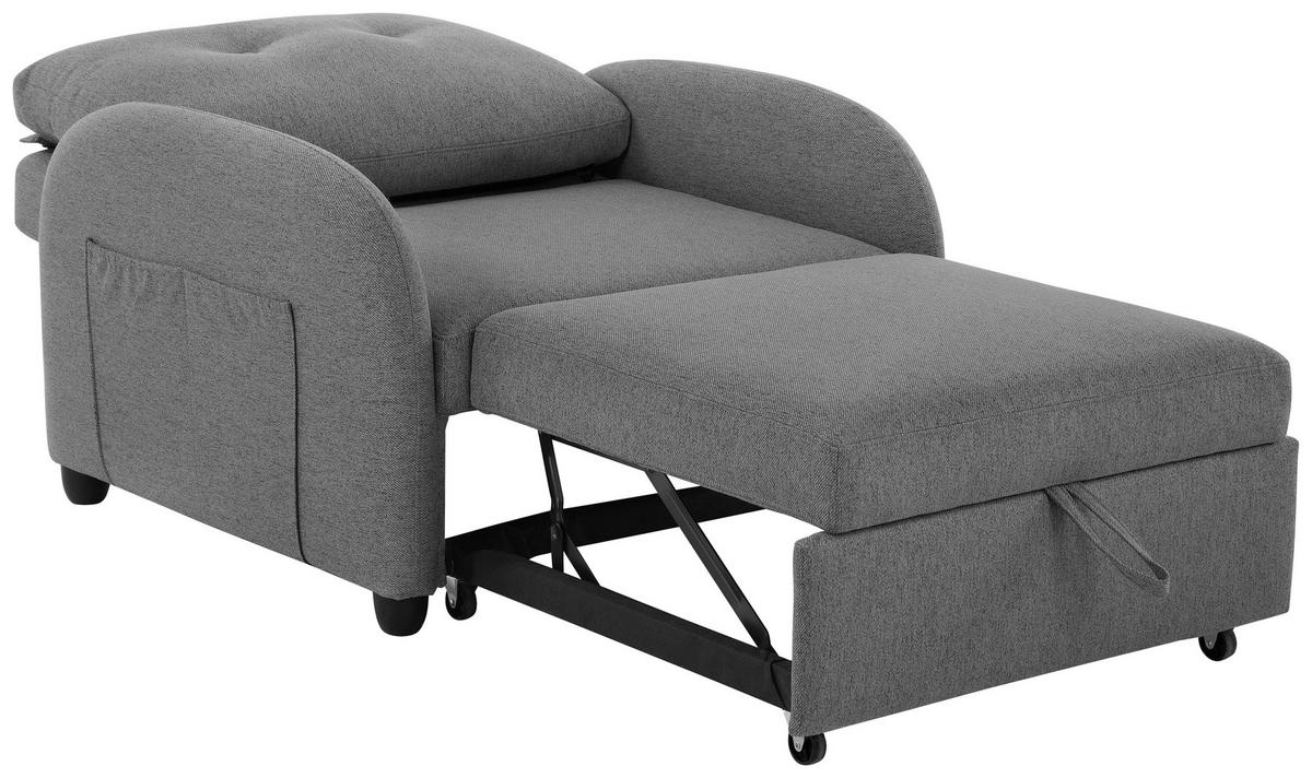 SCHLAFSESSEL Leinenoptik Dunkelgrau    - Dunkelgrau/Schwarz, Design, Kunststoff/Textil (102/94/95cm) - Livetastic