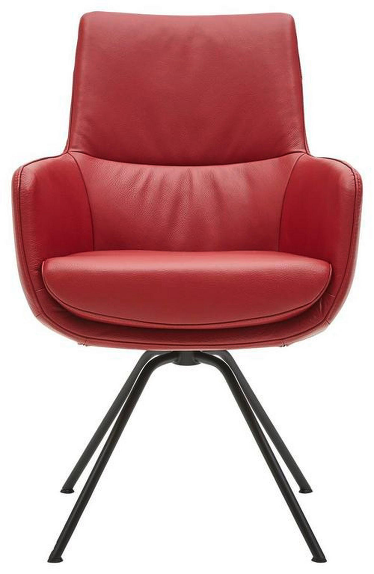 ARMLEHNSTUHL  in Stahl  - Schwarz/Dunkelrot, Design, Leder/Metall (60/90/61cm) - Dieter Knoll