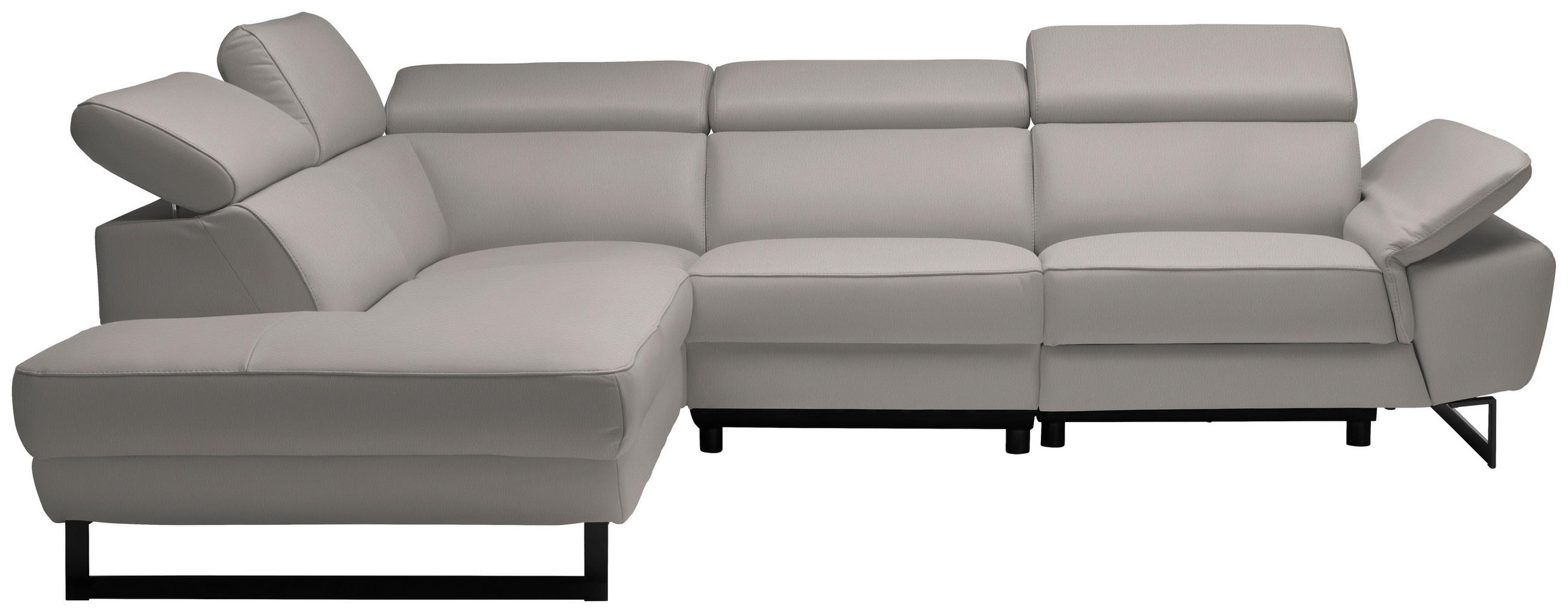 ECKSOFA in Echtleder Greige  - Greige/Schwarz, Design, Leder/Metall (225/281cm) - Celina Home