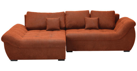 ECKSOFA Rostfarben Flachgewebe  - Rostfarben/Schwarz, Design, Kunststoff/Textil (175/278cm) - Xora
