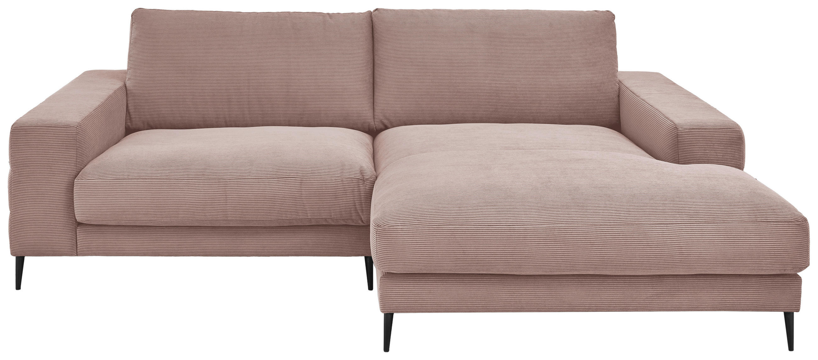 ECKSOFA Altrosa Feincord  - Schwarz/Altrosa, Design, Textil/Metall (253/177cm) - Dieter Knoll