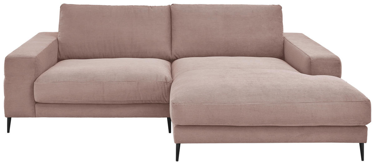 ECKSOFA Altrosa Feincord  - Schwarz/Altrosa, Design, Textil/Metall (253/177cm) - Dieter Knoll