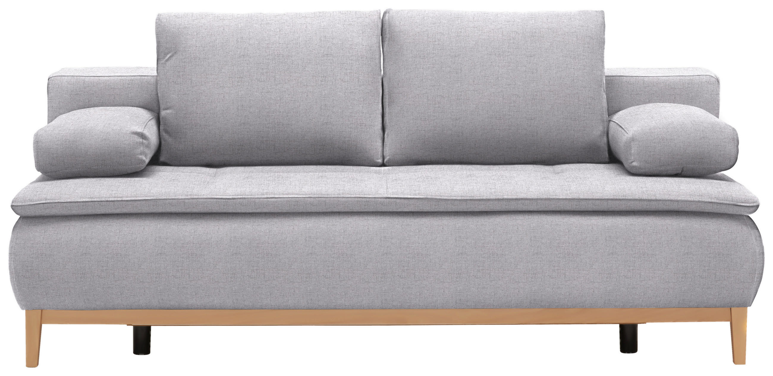 BOXSPRINGSOFA  mit Stoffauswahl, Schlafen auf Sitzhöhe Webstoff Hellgrau  - Eichefarben/Beige, Design, Holz/Textil (202/78/93/100cm) - Carryhome