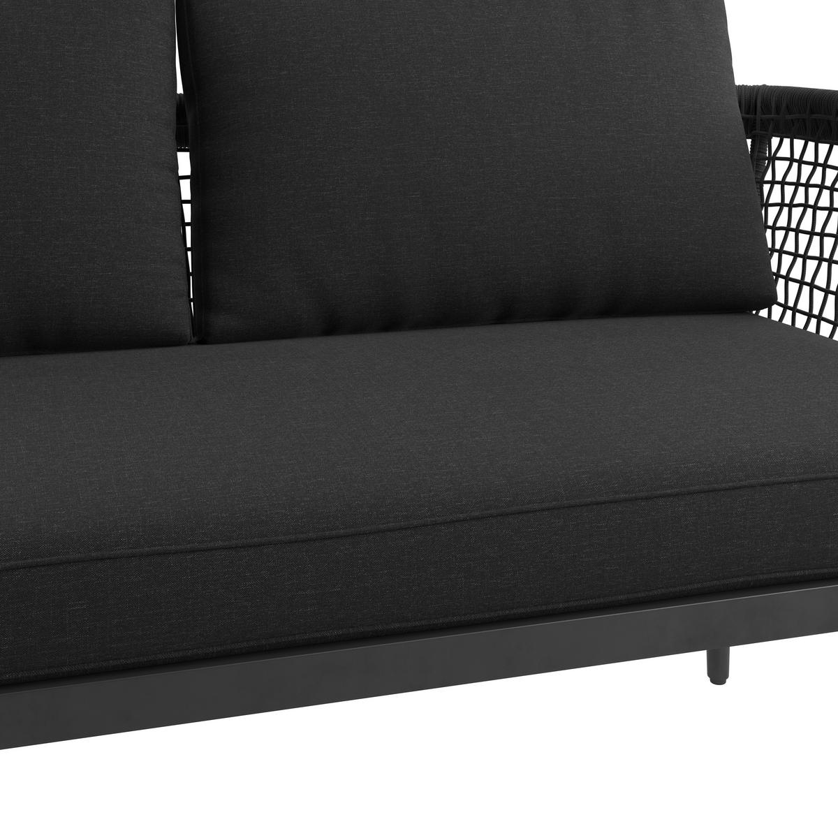 LOUNGEGARNITUR  185/146,5 cm  Akazie vollmassiv Carbonstahl  - Schwarz/Akaziefarben, MODERN, Glas/Holz (185/146,5cm) - Beldano