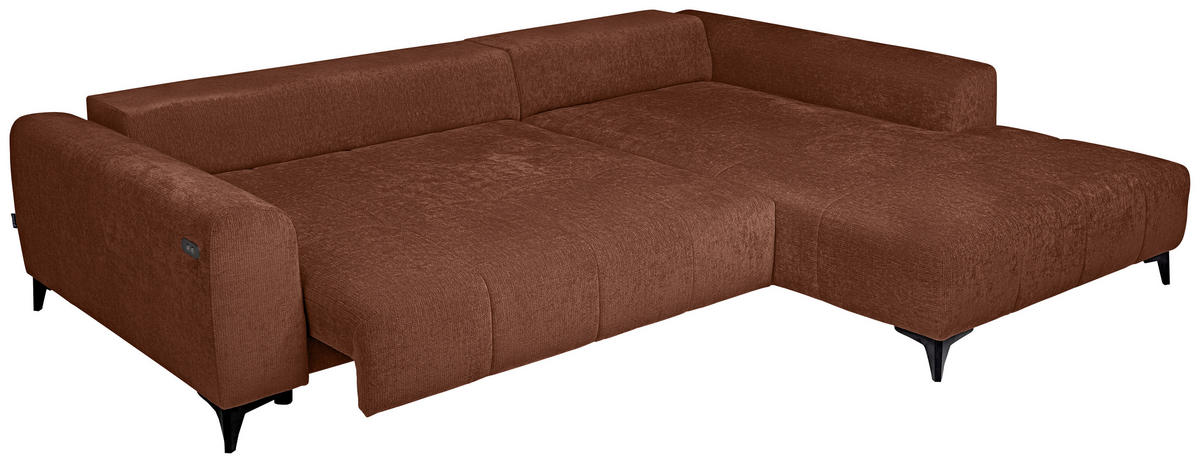ECKSOFA Rostfarben Chenille  - Rostfarben/Schwarz, KONVENTIONELL, Kunststoff/Textil (279/222cm) - Hom`in