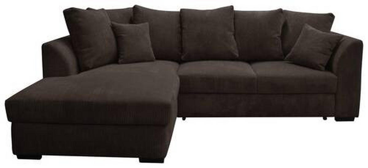 ECKSOFA in Cord Dunkelbraun  - Dunkelbraun/Schwarz, Design, Kunststoff/Textil (174/259cm) - Cantus