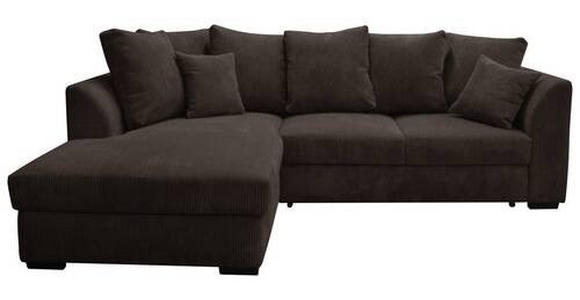 ECKSOFA in Cord Dunkelbraun  - Dunkelbraun/Schwarz, Design, Kunststoff/Textil (174/259cm) - Cantus