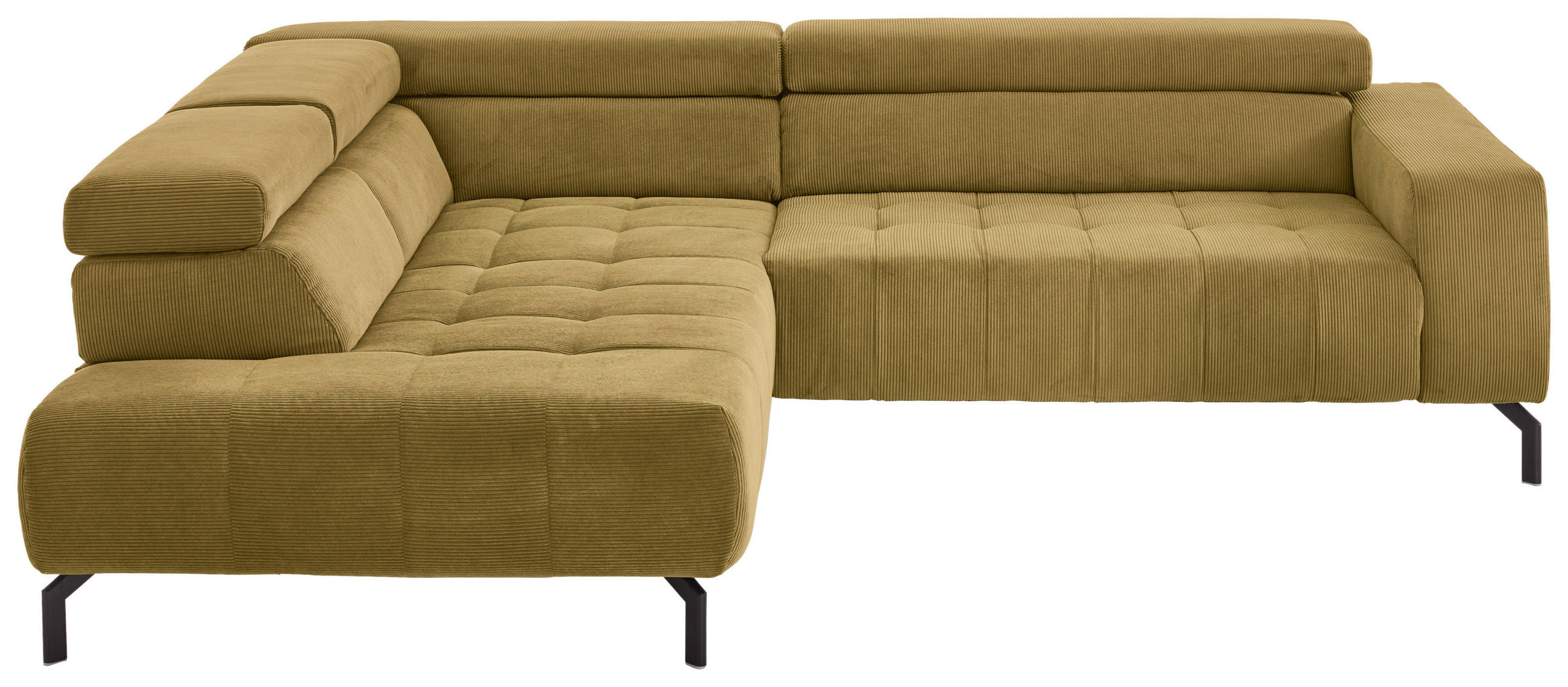 ECKSOFA Hellgrün Cord  - Schwarz/Hellgrün, Design, Textil/Metall (214/261cm) - Beldomo Style