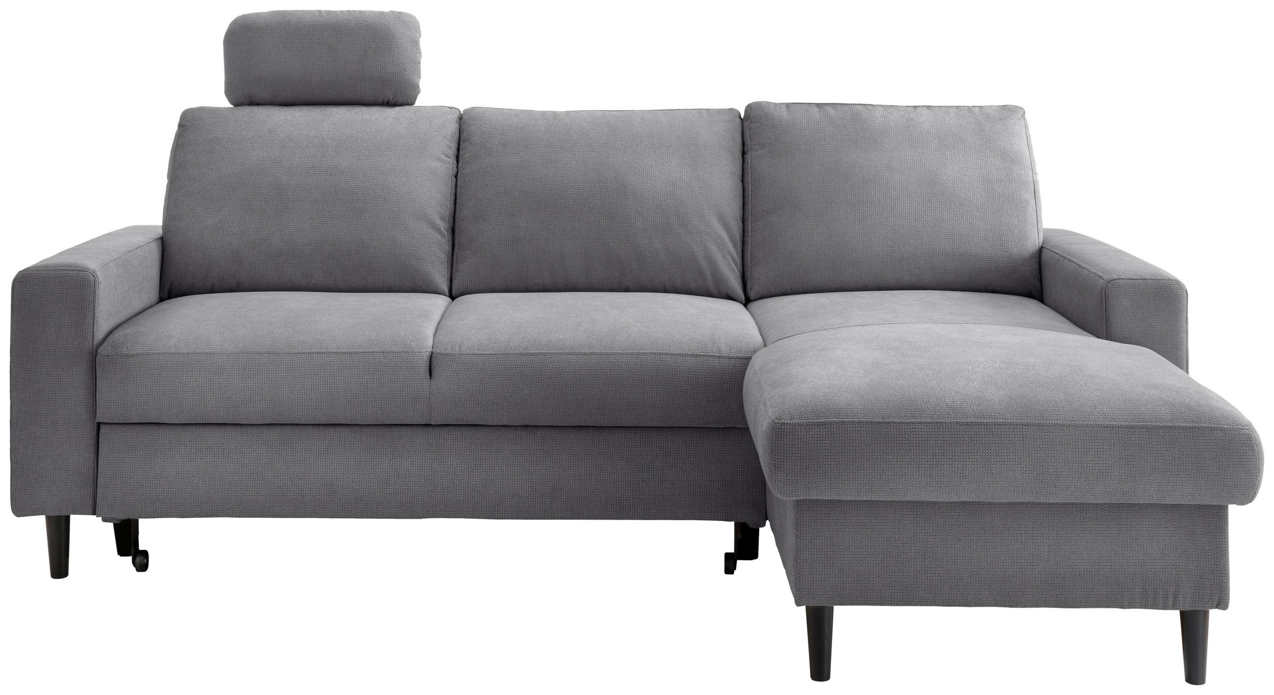 ECKSCHLAFSOFA in Chenille Dunkelgrau - Dunkelgrau/Schwarz, Modern, Holz/Textil (234/147cm) - Livetastic