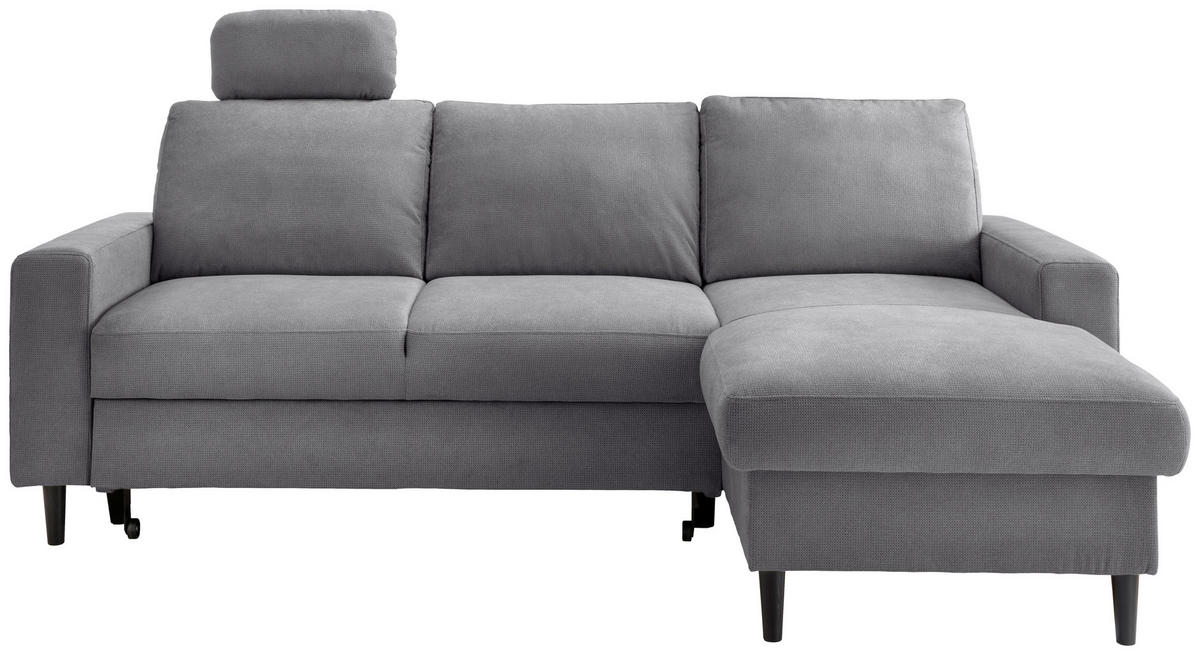 ECKSCHLAFSOFA in Chenille Dunkelgrau  - Dunkelgrau/Schwarz, Modern, Holz/Textil (234/147cm) - Livetastic