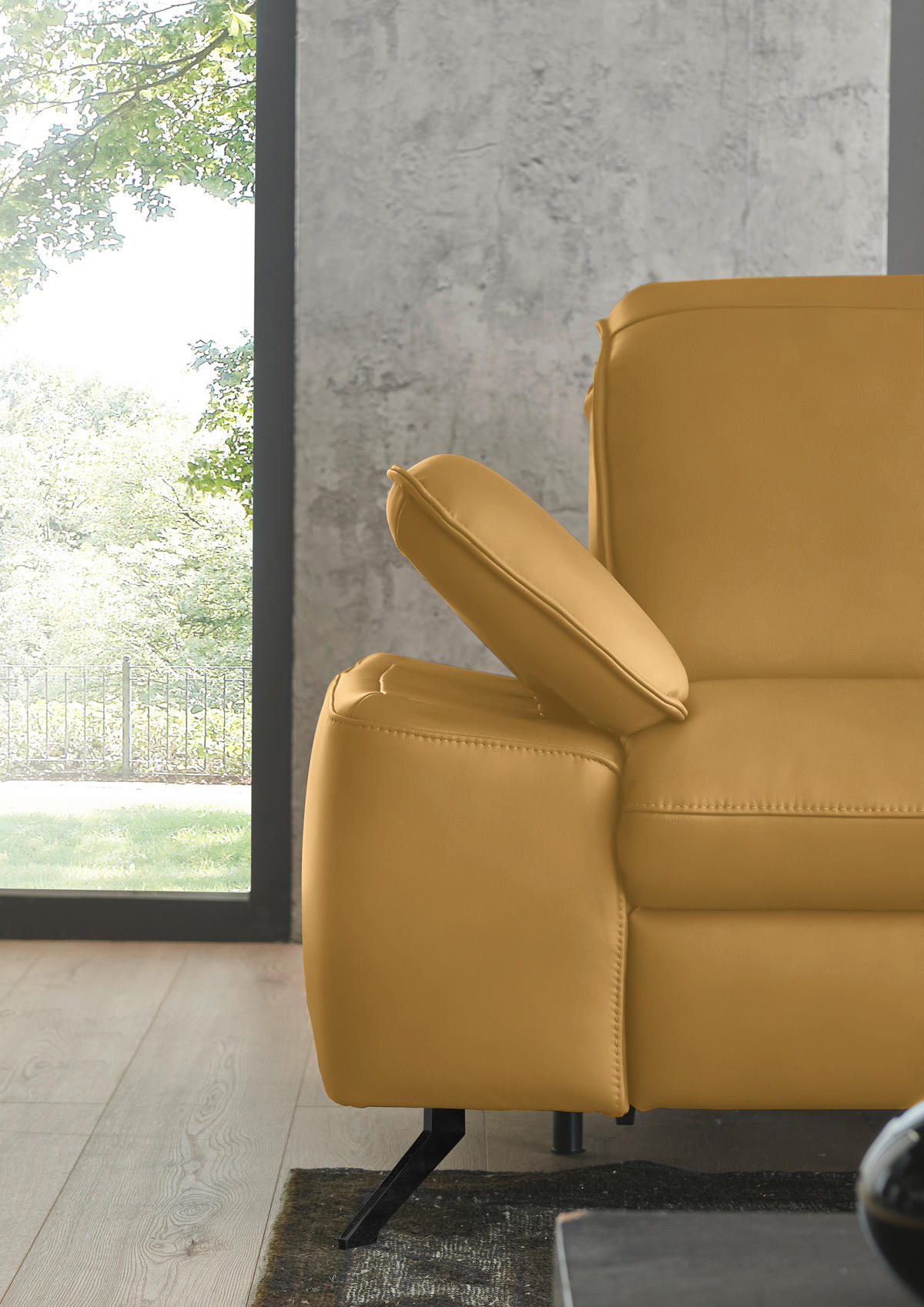 ECKSOFA  Echtleder Gelb  - Gelb/Schwarz, Design, Leder/Metall (307/169cm) - Beldomo Premium