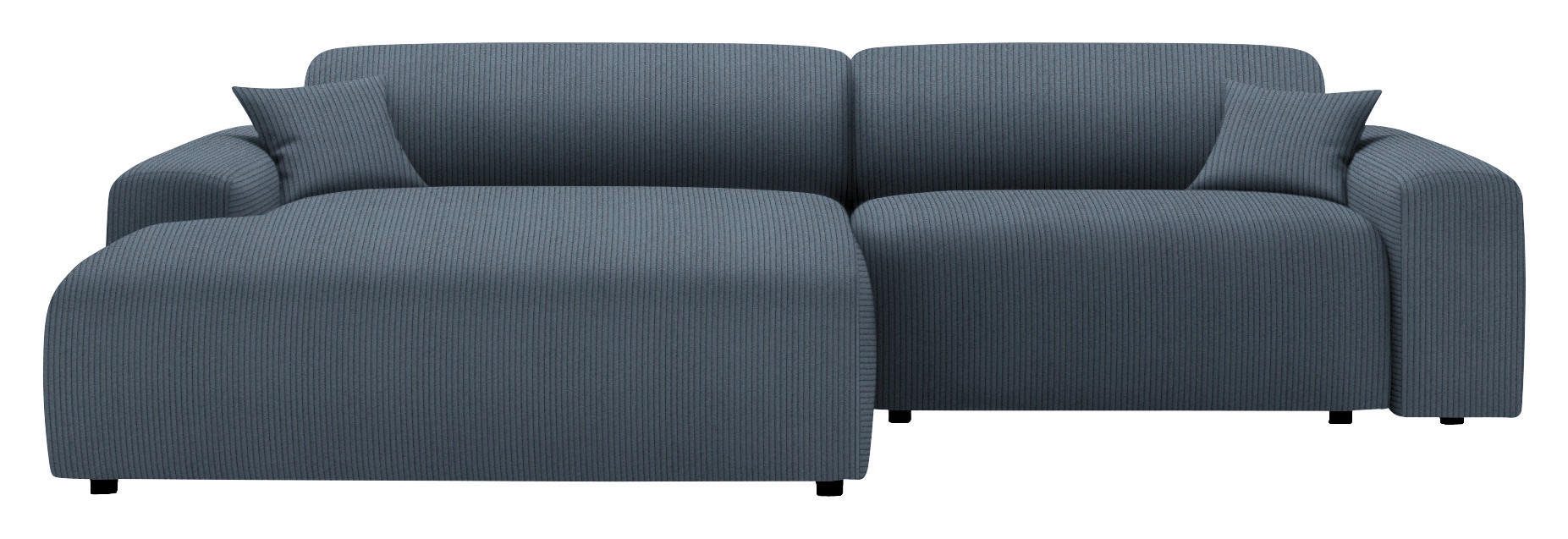 ECKSOFA in Velours, Feincord Blaugrau  178/292 cm  - Blaugrau/Schwarz, Design, Kunststoff/Textil (178/292cm) - home24