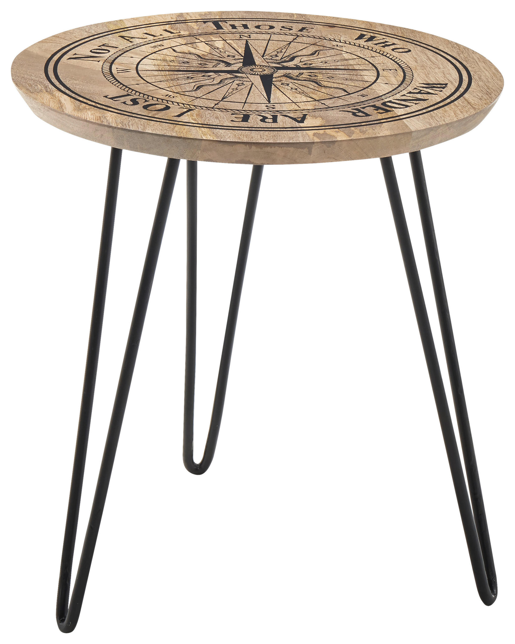 COUCHTISCH Mangoholz massiv 46/46/51 cm rund Naturfarben, Schwarz  - Schwarz/Naturfarben, Holz/Metall (46/46/51cm) - Xora