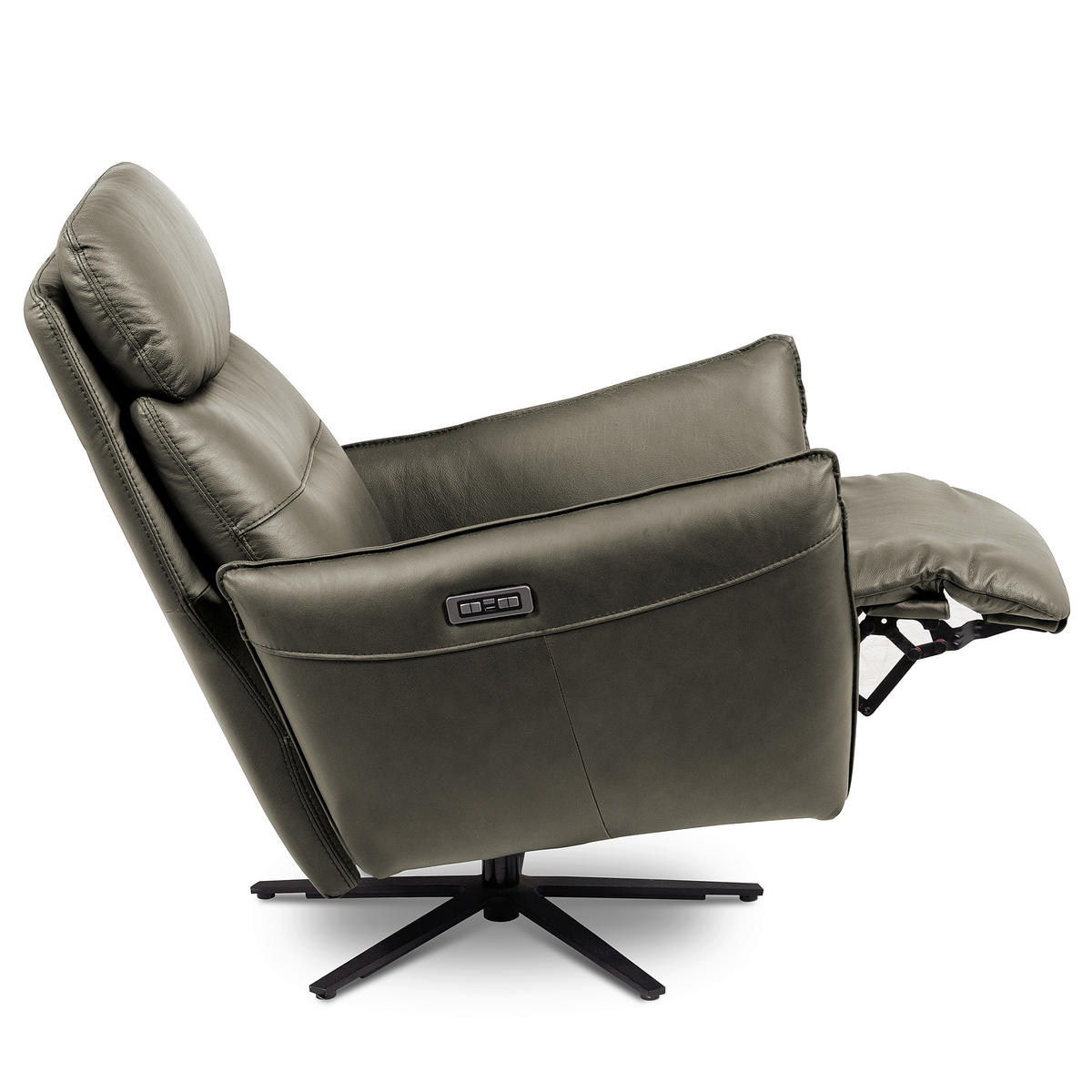 RELAXSESSEL in Leder Grau  - Schwarz/Grau, Design, Leder/Metall (77/107/88cm) - Livetastic
