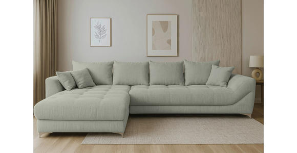 ECKSOFA Grau Chenille  - Chromfarben/Grau, KONVENTIONELL, Textil/Metall (227/329cm) - Carryhome