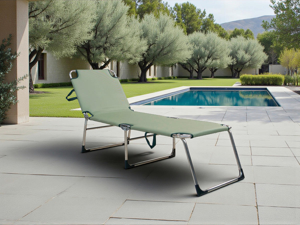 DREIBEINLIEGE 60/38/191 cm  - Silberfarben/Grün, KONVENTIONELL, Textil/Metall (60/38/191cm)