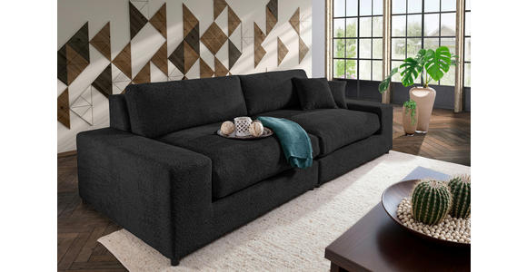 MEGASOFA Struktur, Bouclé Anthrazit  - Anthrazit/Schwarz, MODERN, Kunststoff/Textil (270/76/125cm) - Landscape