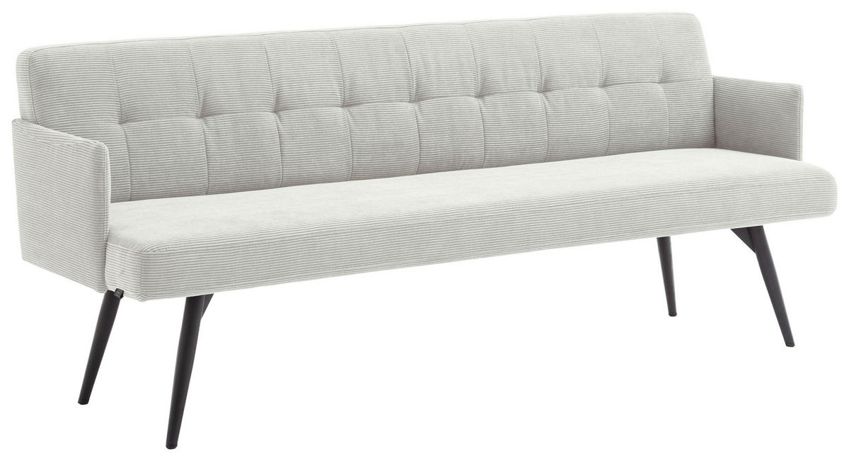 SITZBANK 206/85/69 cm Cord Hellgrau Metall  - Hellgrau/Schwarz, Design, Textil/Metall (206/85/69cm) - Johann Jakob