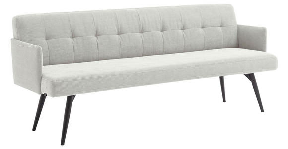SITZBANK in Textil Hellgrau - Hellgrau/Schwarz, Design, Textil/Metall (206/85/69cm) - Johann Jakob