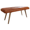 HOCKERBANK in Leder Braun  - Braun, Natur, Leder/Holz (117/51/38cm) - MID.YOU