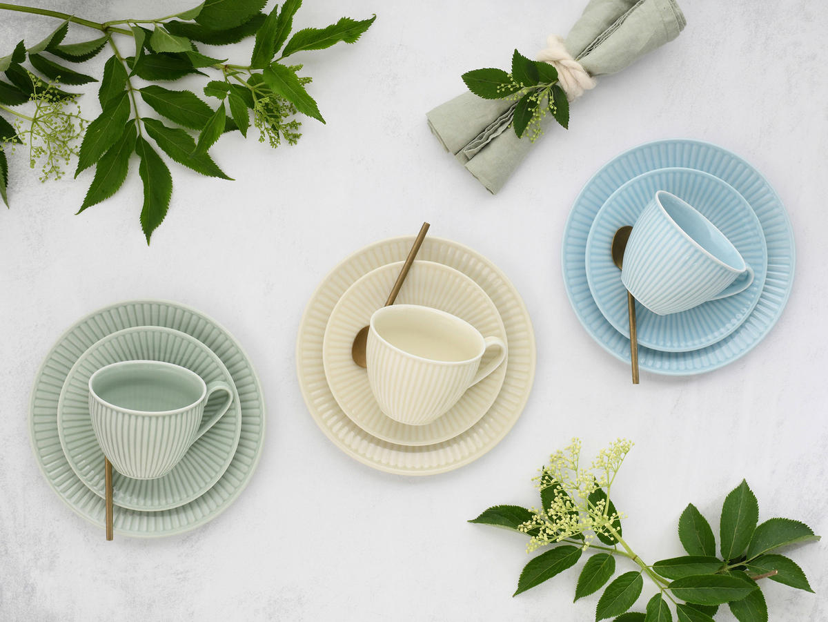 KAFFEESERVICE Creme, Pastellgrün, Pastellblau Valenica Pastell 18-teilig  - Pastellblau/Pastellgrün, Basics, Keramik - Creatable