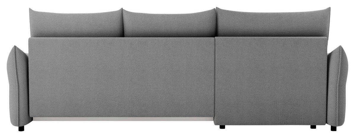 ECKSOFA Grau Webstoff Rückenkissen, Bettkasten, Schlaffunktion, Rücken echt, Liegefläche im Originalstoff  - Schwarz/Grau, KONVENTIONELL, Kunststoff/Textil (179/306cm) - Milino