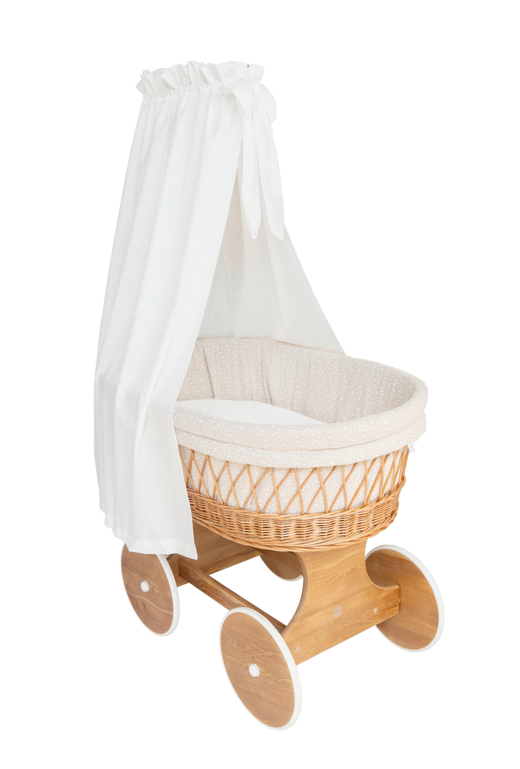 Mionido Stubenwagen-Komplettset Bollerwagen Tony Nature's Harmony Weiß, Buche, Champagner 60x167x100 cm