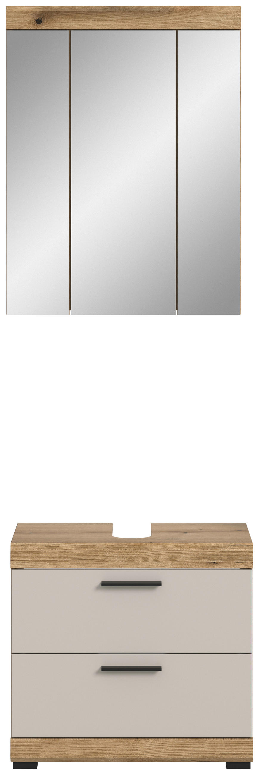 BADEZIMMER 2-teilig  in 60 cm  - Kaschmir/Schwarz, MODERN, Glas/Holzwerkstoff (60cm) - MID.YOU