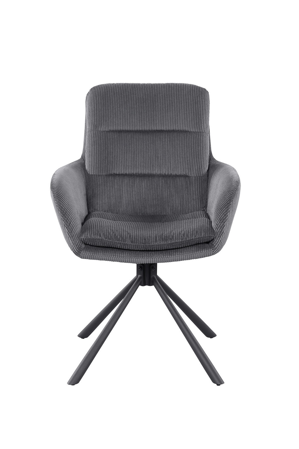 DREHSTUHL Cord Dunkelgrau  - Dunkelgrau/Schwarz, MODERN, Textil/Metall (60/89/64cm) - Livetastic