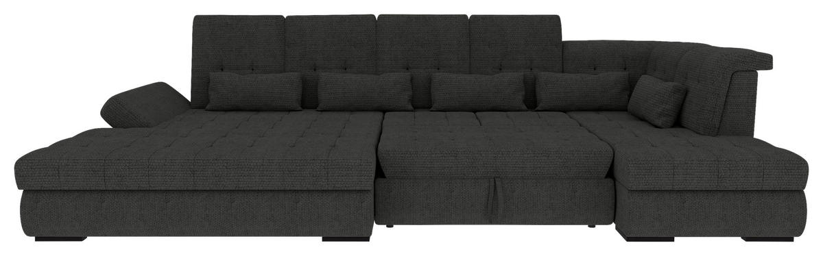 WOHNLANDSCHAFT Graphitfarben Struktur  - Schwarz/Graphitfarben, KONVENTIONELL, Kunststoff/Textil (212/358/222cm) - Carryhome