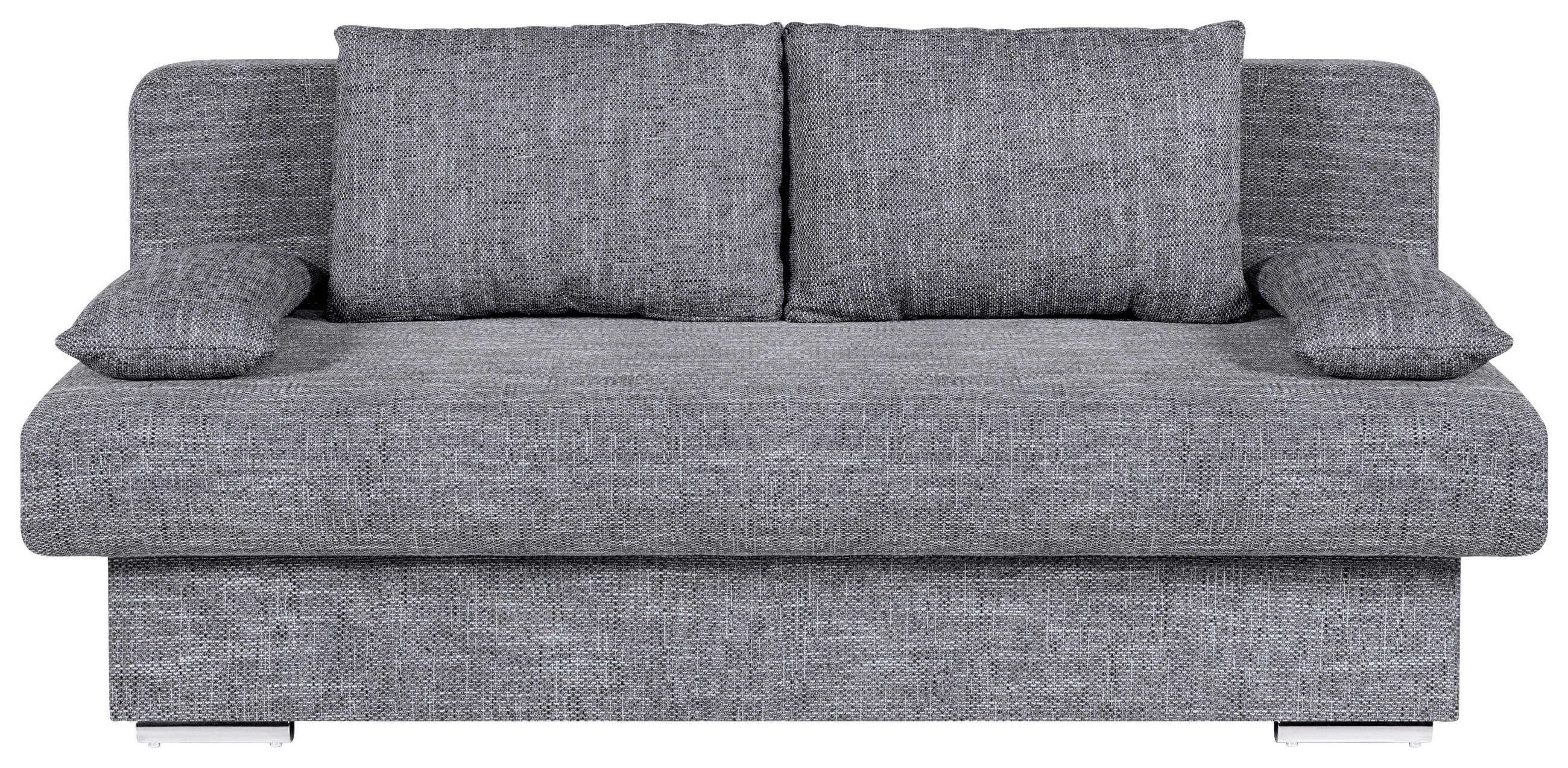 SCHLAFSOFA  mit Liegefunktion, Rücken echt Webstoff Grau  - Chromfarben/Schwarz, Design, Kunststoff/Textil (193/85/86cm) - P & B