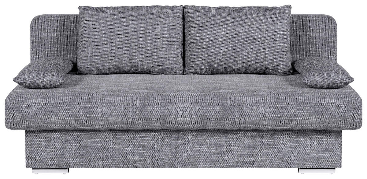 SCHLAFSOFA  mit Liegefunktion, Rücken echt Webstoff Grau  - Chromfarben/Schwarz, Design, Kunststoff/Textil (193/85/86cm) - P & B