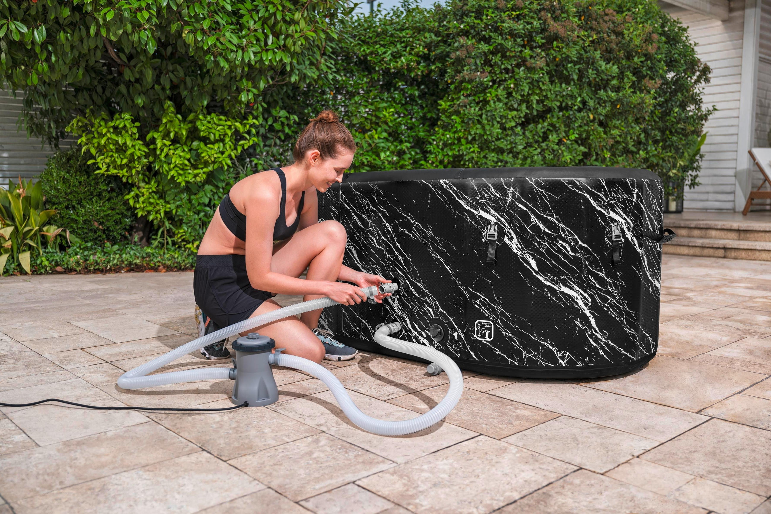 BADEFASS  - Schwarz, KONVENTIONELL, Kunststoff/Metall (152/92/71cm) - Bestway