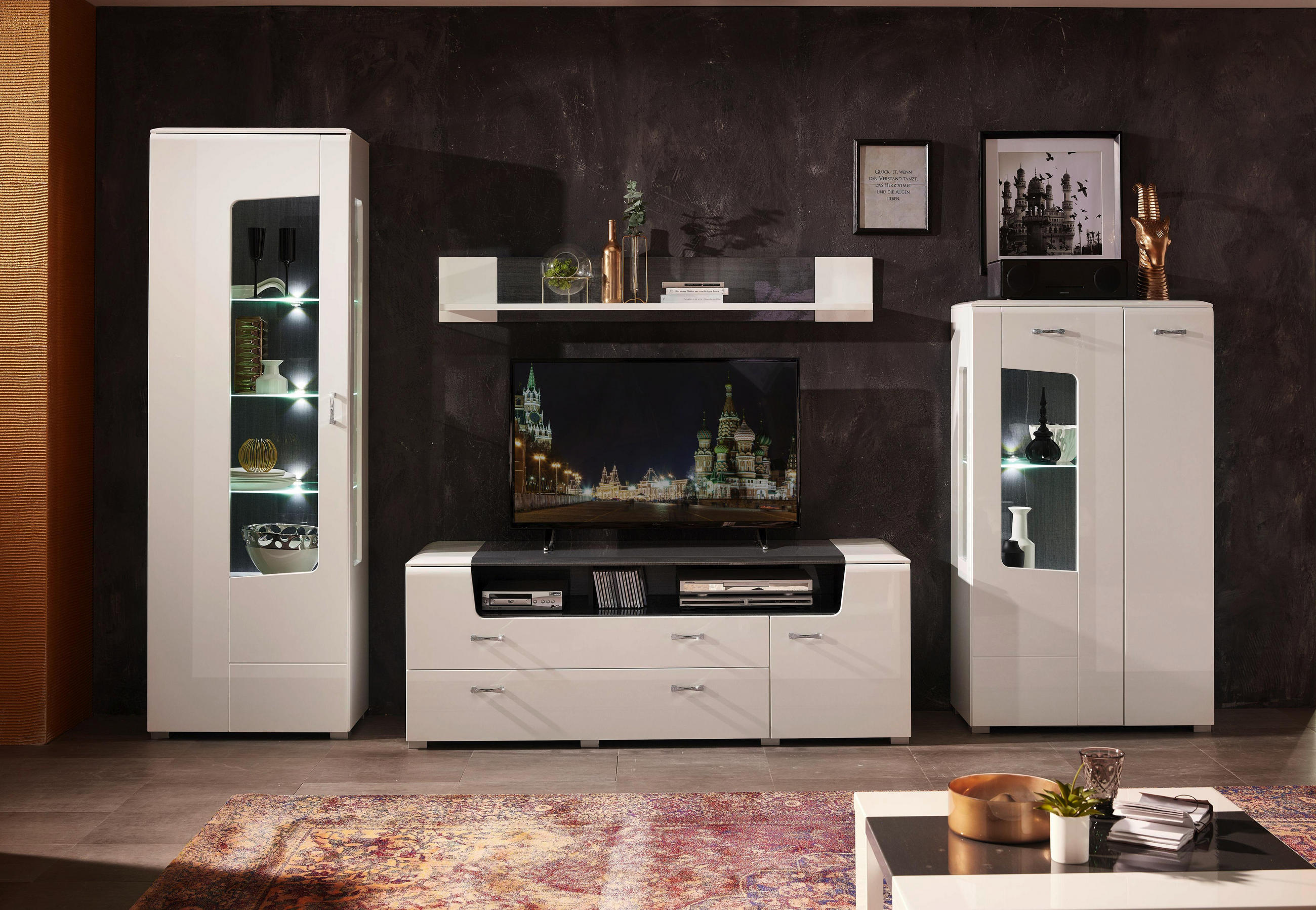 Wohnwand Weiss Mit Beleuchtung Online Bestellen