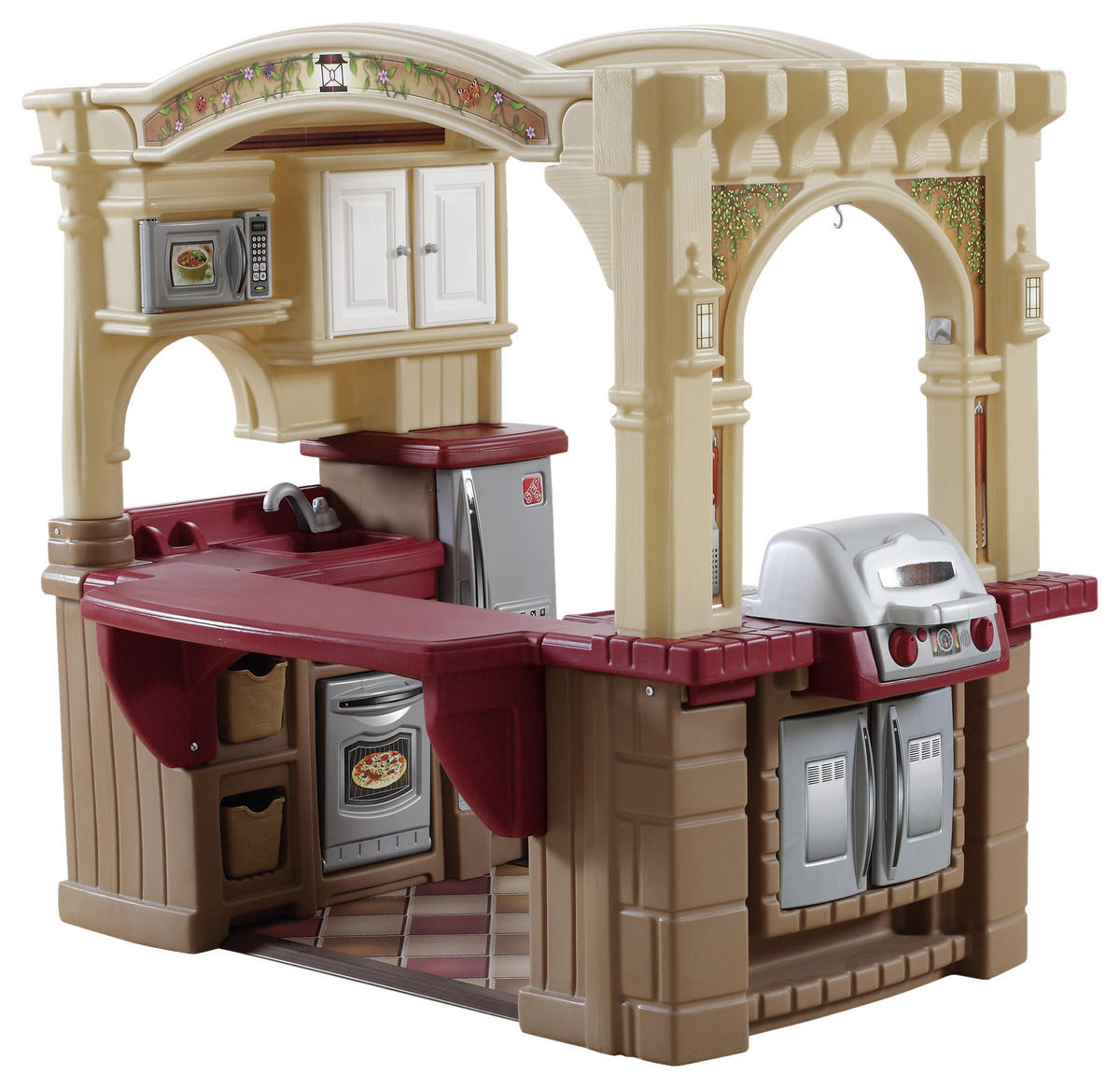 KINDERKÜCHE BEGEHBAR Grand Walk-in  - Beige/Rot, Basics, Kunststoff (129/119,4/92,4cm)
