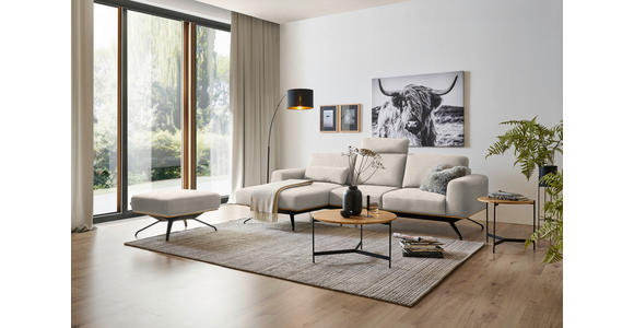 ECKSOFA in Struktur Creme  157/262 cm  - Creme/Schwarz, Design, Textil/Metall (157/262cm) - Novel