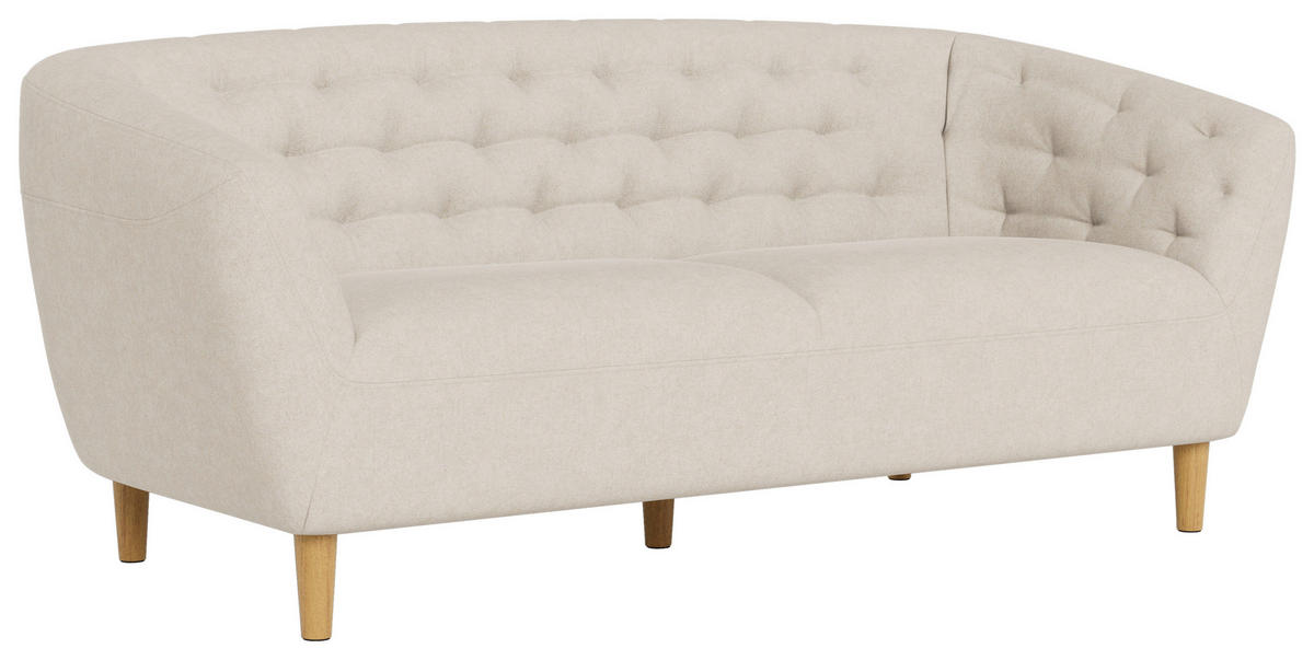 CHESTERFIELD-SOFA Flachgewebe Beige  - Eichefarben/Beige, Trend, Holz/Textil (191/78/84cm) - Ambia Home