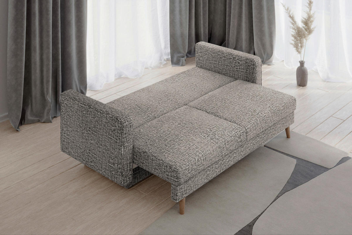SCHLAFSOFA COCO Grau  inkl. Rückenkissen, Schlaffunktion  - Erlefarben/Schwarz, Design, Holzwerkstoff/Kunststoff (232/90/97cm) - MID.YOU