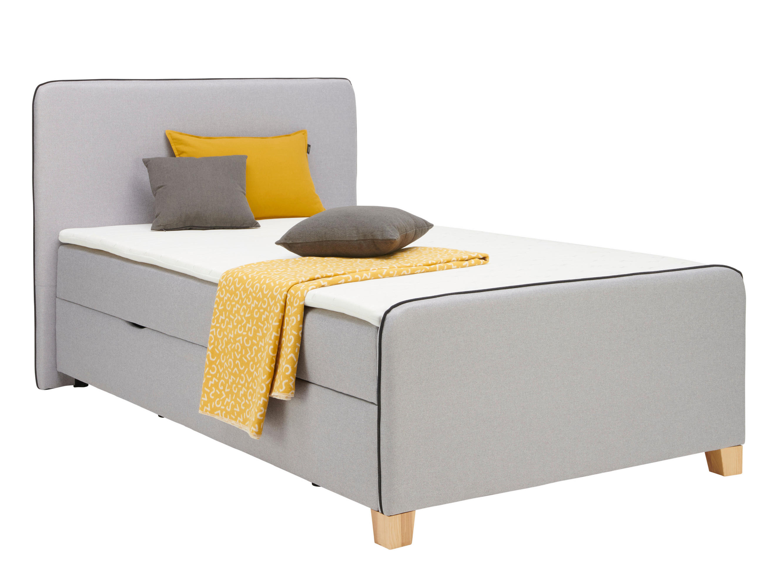 BOXBETT 120/200 cm  in Hellgrau  - Eichefarben/Hellgrau, Design, Holz/Holzwerkstoff (120/200cm) - Moderano