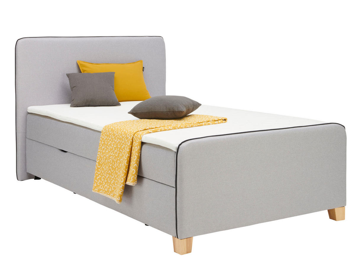 BOXBETT 120/200 cm  in Hellgrau  - Eichefarben/Hellgrau, Design, Holz/Holzwerkstoff (120/200cm) - Moderano
