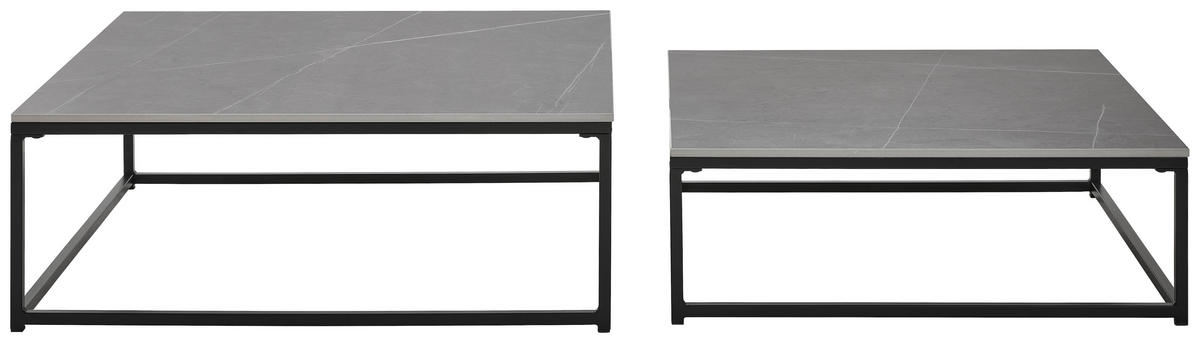 COUCHTISCHSET 75/65/27/22/75/65 cm quadratisch Grau, Schwarz  - Schwarz/Grau, Design, Keramik/Metall (75/65/27/22/75/65cm) - Livetastic