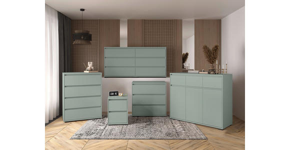 KOMMODE , 80/103/48 cm, 4 Schublade(n)  - Anthrazit/Grün, Design, Holzwerkstoff/Kunststoff (80/103/48cm) - Carryhome
