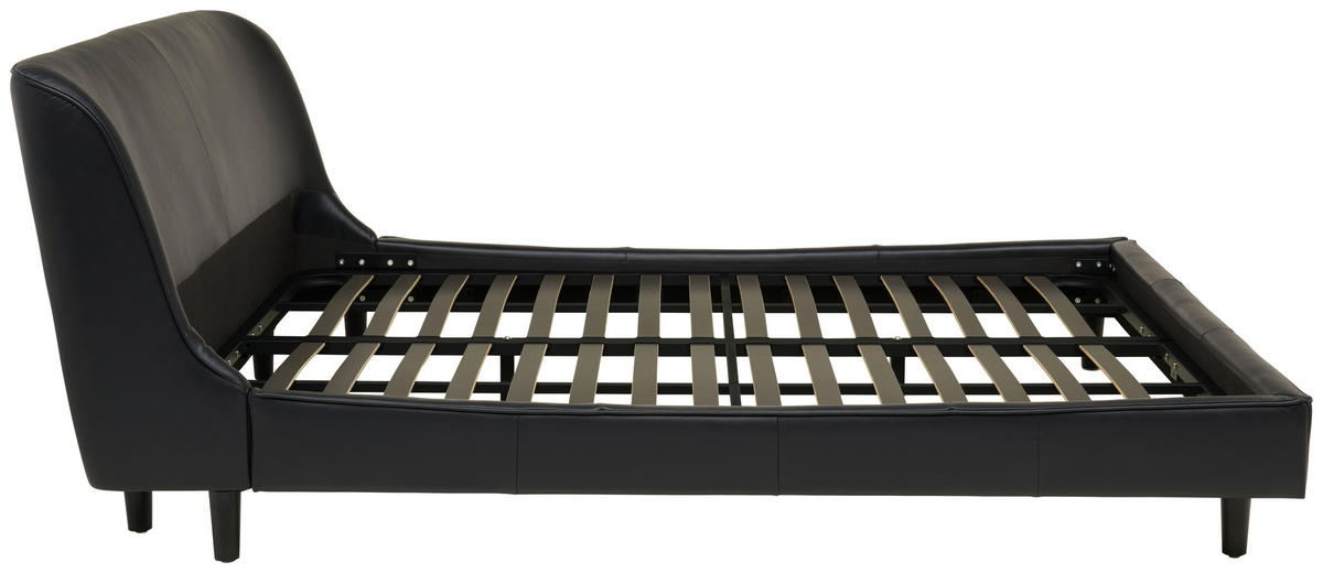 POLSTERBETT 180/200 cm  in Schwarz  - Schwarz, Modern, Leder/Holz (180/200cm) - Livetastic