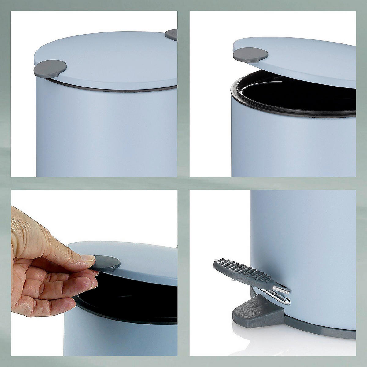 KOSMETIKEIMER MATS 3 L  - Pastellblau/Schwarz, Basics, Kunststoff/Metall (17,0/23,0cm) - Kela