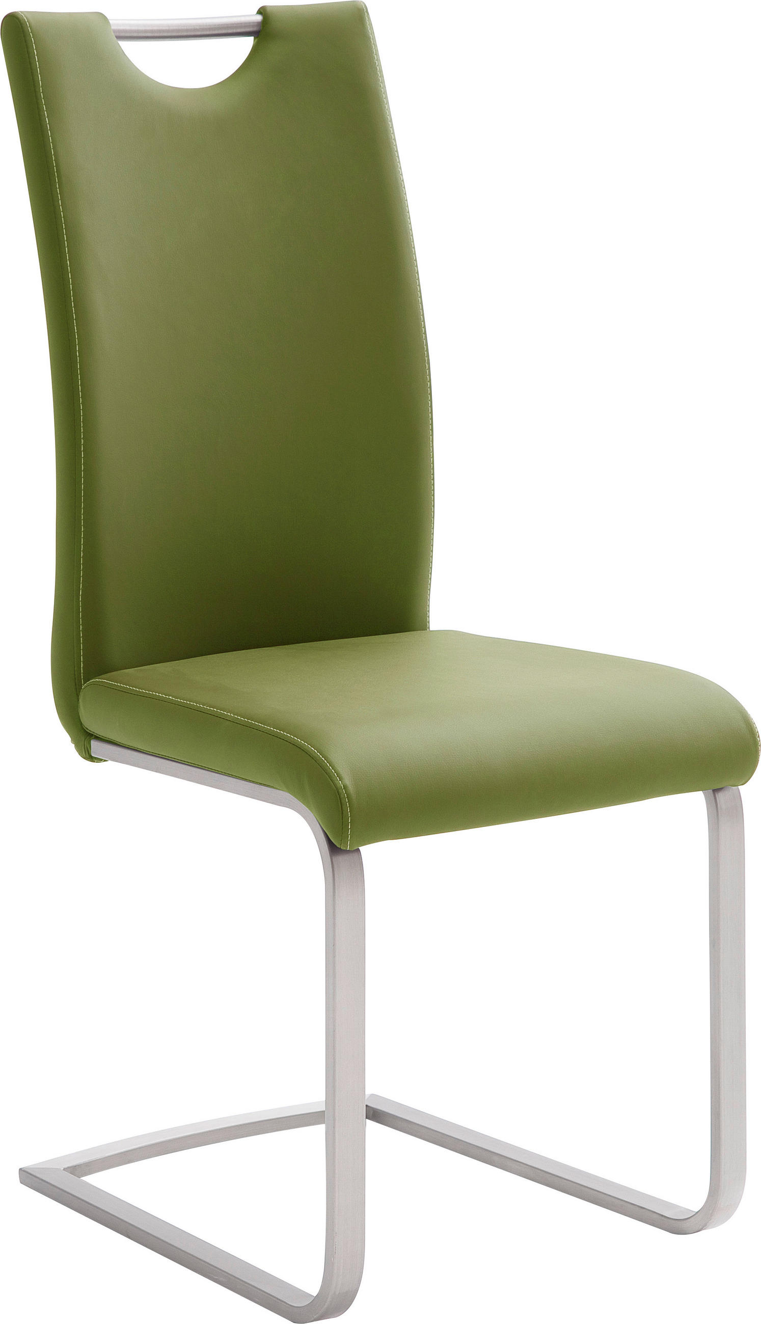 SCHWINGSTUHL  in Edelstahl Lederlook  - Edelstahlfarben/Creme, Design, Textil/Metall (42/103/55cm) - Novel